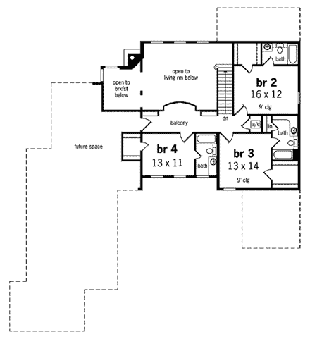 Mediterranean, Victorian House Plan 65650 with 4 Beds, 5 Baths, 2 Car Garage Second Level Plan