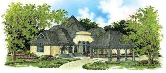 Contemporary, European, Southern House Plan 65651 with 5 Beds, 7 Baths, 3 Car Garage Elevation