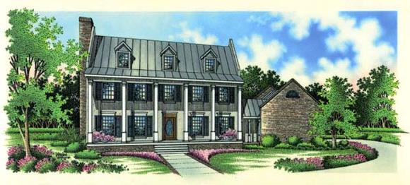 Colonial, Southern House Plan 65662 with 4 Beds, 4 Baths, 3 Car Garage Elevation