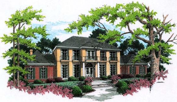 Colonial, Southern House Plan 65665 with 4 Beds, 6 Baths, 3 Car Garage Elevation