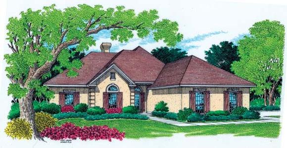 Mediterranean, One-Story House Plan 65666 with 4 Beds, 3 Baths, 2 Car Garage Elevation