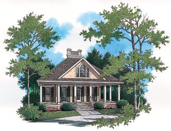 Colonial, European, One-Story, Southern House Plan 65676 with 1 Beds, 1 Baths Elevation