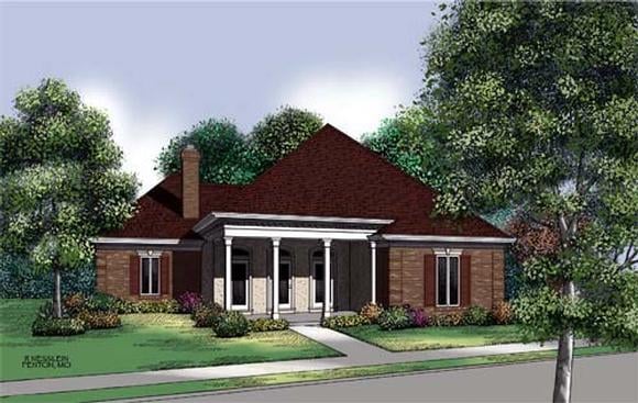 Colonial, Country, One-Story House Plan 65698 with 3 Beds, 2 Baths Elevation