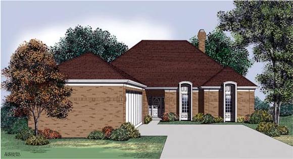 European, One-Story House Plan 65700 with 3 Beds, 2 Baths, 2 Car Garage Elevation