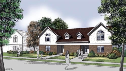 Multi-Family Plan 65703 with 4 Beds, 4 Baths, 4 Car Garage Elevation