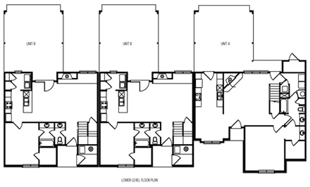 Traditional Multi-Family Plan 65705 with 6 Beds, 6 Baths, 6 Car Garage First Level Plan