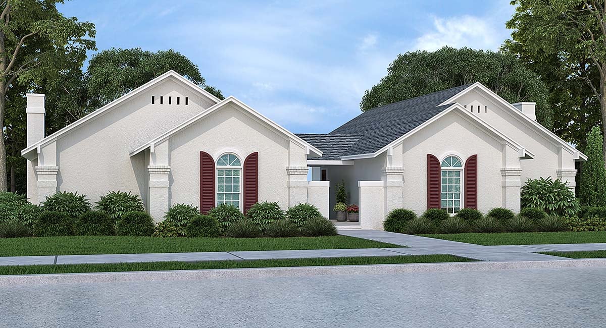 European, One-Story Multi-Family Plan 65706 with 4 Beds, 4 Baths Elevation