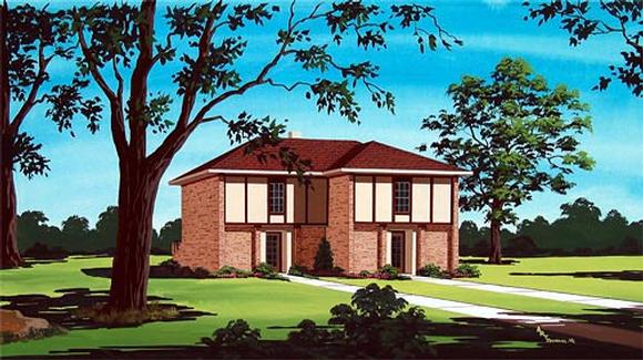 Narrow Lot Multi-Family Plan 65714 with 4 Beds, 4 Baths Elevation