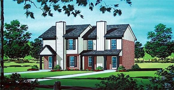 Traditional Multi-Family Plan 65722 with 4 Beds, 2 Baths Elevation