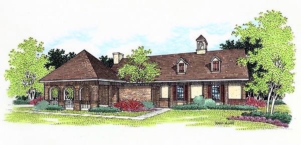 European, One-Story House Plan 65749 with 3 Beds, 2 Baths, 2 Car Garage Elevation