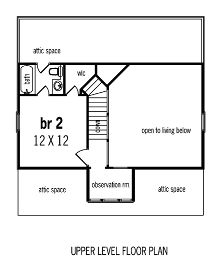 Coastal House Plan 65754 with 2 Beds, 2 Baths, 3 Car Garage Second Level Plan