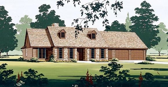 One-Story, Ranch House Plan 65769 with 4 Beds, 3 Baths, 2 Car Garage Elevation