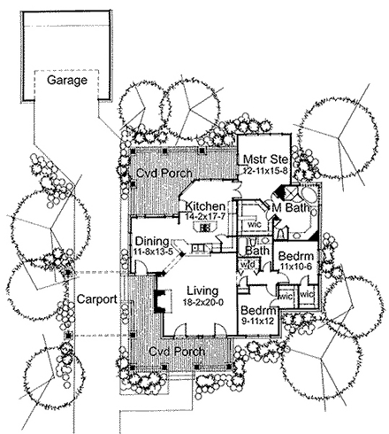 Bungalow, Craftsman House Plan 65800 with 3 Beds, 2 Baths, 2 Car Garage First Level Plan