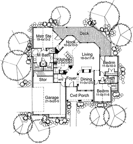 Traditional House Plan 65801 with 3 Beds, 2 Baths, 2 Car Garage First Level Plan