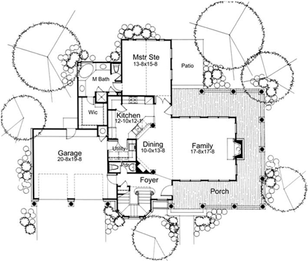 Farmhouse House Plan 65812 with 3 Beds, 2.5 Baths, 2 Car Garage First Level Plan