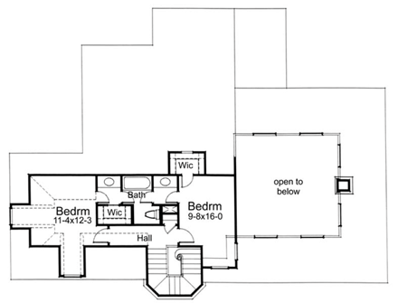 Farmhouse House Plan 65812 with 3 Beds, 2.5 Baths, 2 Car Garage Second Level Plan