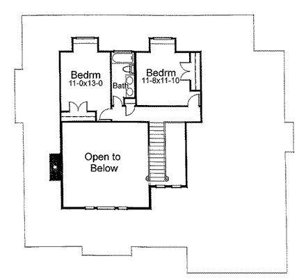 Craftsman House Plan 65842 with 3 Beds, 2.5 Baths, 2 Car Garage Second Level Plan