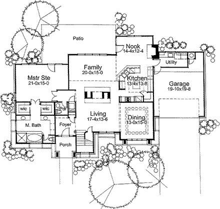 Contemporary, Prairie, Southwest House Plan 65844 with 3 Beds, 2.5 Baths, 2 Car Garage First Level Plan