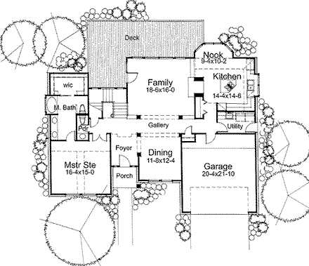 Traditional House Plan 65847 with 4 Beds, 3.5 Baths, 2 Car Garage First Level Plan