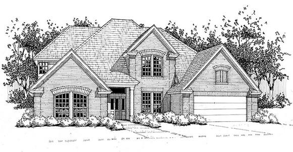 Traditional House Plan 65847 with 4 Beds, 3.5 Baths, 2 Car Garage Elevation