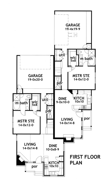 Southwest Multi-Family Plan 65865 with 6 Beds, 6 Baths, 4 Car Garage Level One