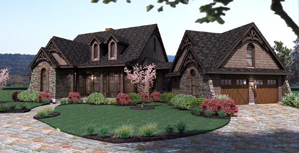 Cottage, Craftsman, Tuscan Plan with 1698 Sq. Ft., 3 Bedrooms, 3 Bathrooms, 2 Car Garage Picture 2