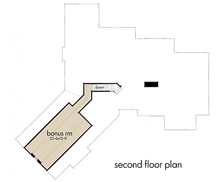 Craftsman, Tuscan House Plan 65871 with 3 Beds, 3 Baths, 2 Car Garage Second Level Plan