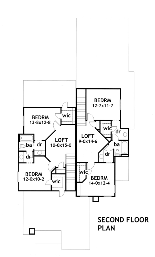 Southwest Multi-Family Plan 65878 with 6 Beds, 6 Baths, 4 Car Garage Level Two