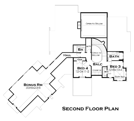 Craftsman, Tuscan House Plan 65880 with 4 Beds, 4 Baths, 3 Car Garage Second Level Plan