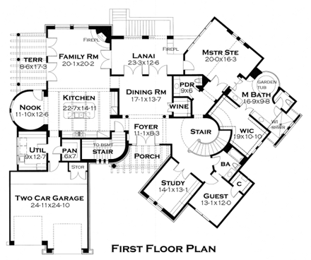 Italian, Mediterranean, Tuscan House Plan 65881 with 4 Beds, 5 Baths, 2 Car Garage First Level Plan