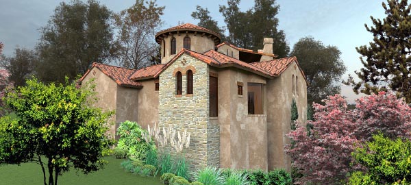 Italian, Mediterranean, Tuscan Plan with 4373 Sq. Ft., 4 Bedrooms, 5 Bathrooms, 2 Car Garage Picture 3