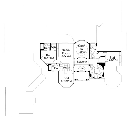 Mediterranean House Plan 65885 with 6 Beds, 7 Baths, 2 Car Garage Second Level Plan