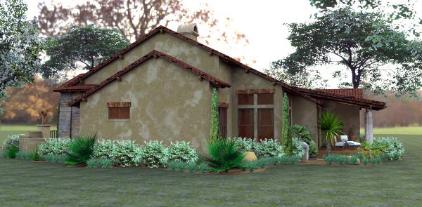 Cottage, European, Mediterranean, Tuscan Plan with 1780 Sq. Ft., 3 Bedrooms, 2 Bathrooms, 2 Car Garage Picture 4