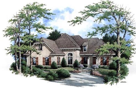 European, Southern, Traditional House Plan 65963 with 3 Beds, 4 Baths, 2 Car Garage Elevation