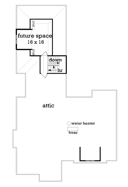 Craftsman House Plan 65979 with 3 Beds, 2 Baths, 2 Car Garage Second Level Plan