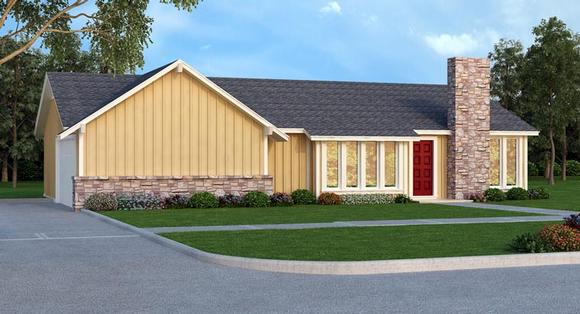 Contemporary House Plan 65984 with 3 Beds, 2 Baths, 2 Car Garage Elevation