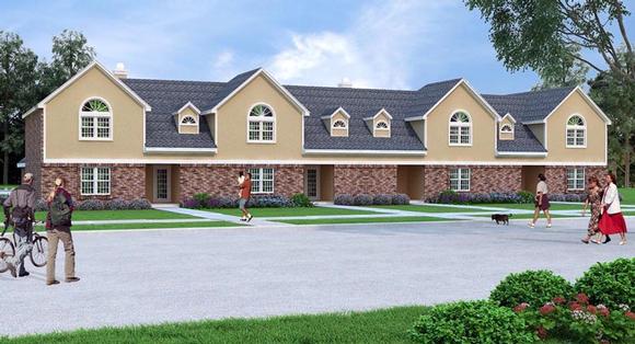 Multi-Family Plan 65996 with 4 Beds, 6 Baths, 4 Car Garage Elevation