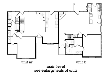 Multi-Family Plan 65998 with 5 Beds, 5 Baths First Level Plan