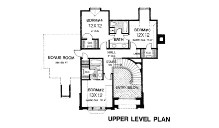 European, French Country House Plan 66003 with 4 Beds, 4 Baths, 3 Car Garage Second Level Plan