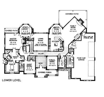 European, French Country, Tudor, Victorian House Plan 66026 with 5 Beds, 6 Baths, 4 Car Garage First Level Plan