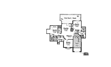 French Country, Tudor House Plan 66086 with 5 Beds, 7 Baths, 2 Car Garage Second Level Plan