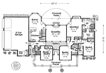 Country, Farmhouse, Victorian House Plan 66109 with 4 Beds, 4 Baths, 3 Car Garage First Level Plan