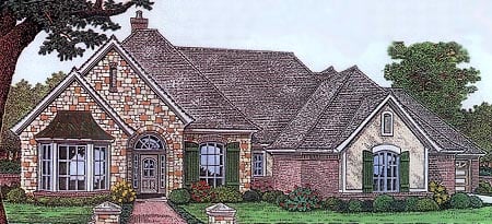 One-Story, Traditional House Plan 66111 with 4 Beds, 4 Baths, 2 Car Garage Elevation