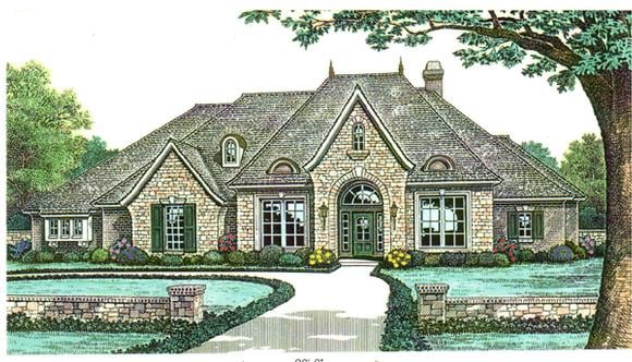 One-Story House Plan 66121 with 3 Beds, 3 Baths, 3 Car Garage Elevation