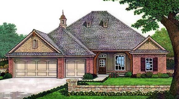 One-Story House Plan 66128 with 3 Beds, 3 Baths, 3 Car Garage Elevation