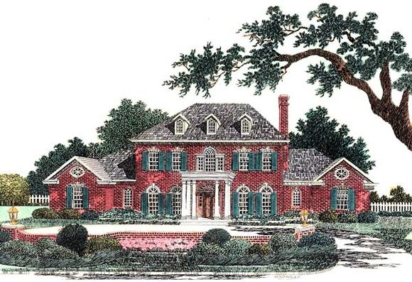 Colonial, French Country House Plan 66169 with 4 Beds, 4 Baths, 3 Car Garage Elevation