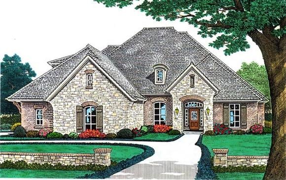 Country, European, French Country House Plan 66172 with 4 Beds, 4 Baths, 3 Car Garage Elevation