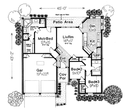 House Plan 66180 with 3 Beds, 2 Baths, 2 Car Garage First Level Plan