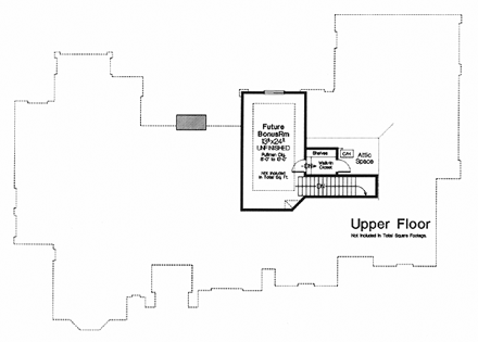 Traditional House Plan 66181 with 4 Beds, 4 Baths, 3 Car Garage Second Level Plan