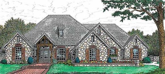 European, One-Story House Plan 66200 with 4 Beds, 3 Baths, 3 Car Garage Elevation